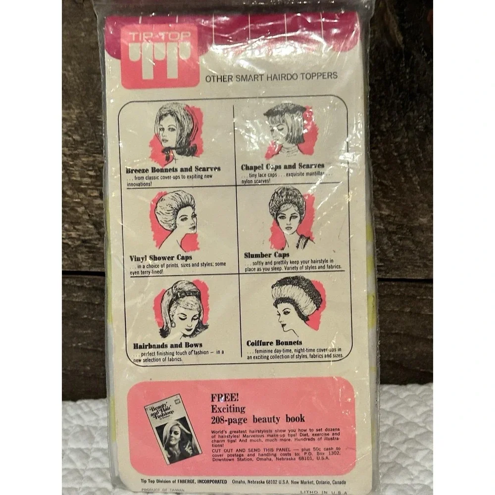 Vintage Tip Top Bouffant Shower Cap NOS in Package Yellow Flowers